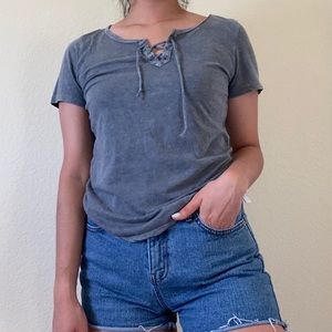 Hollister Gray Top with Adjustable Laces